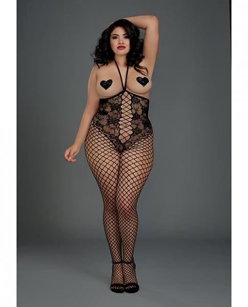 OPEN CUP BODYSTOCKING BLK PLUS