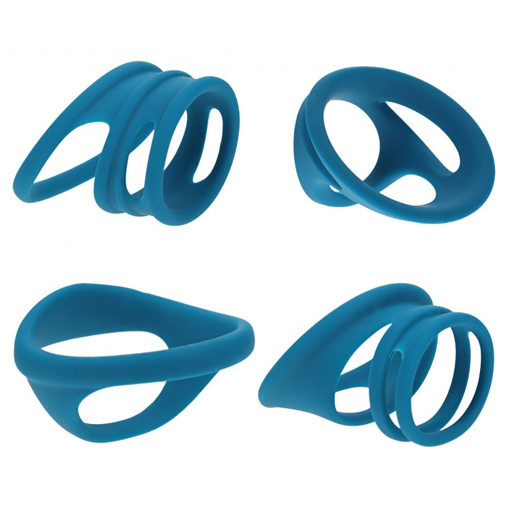 LEVELZ 4PK COCK AND BALL RINGS, Color: TEAL
