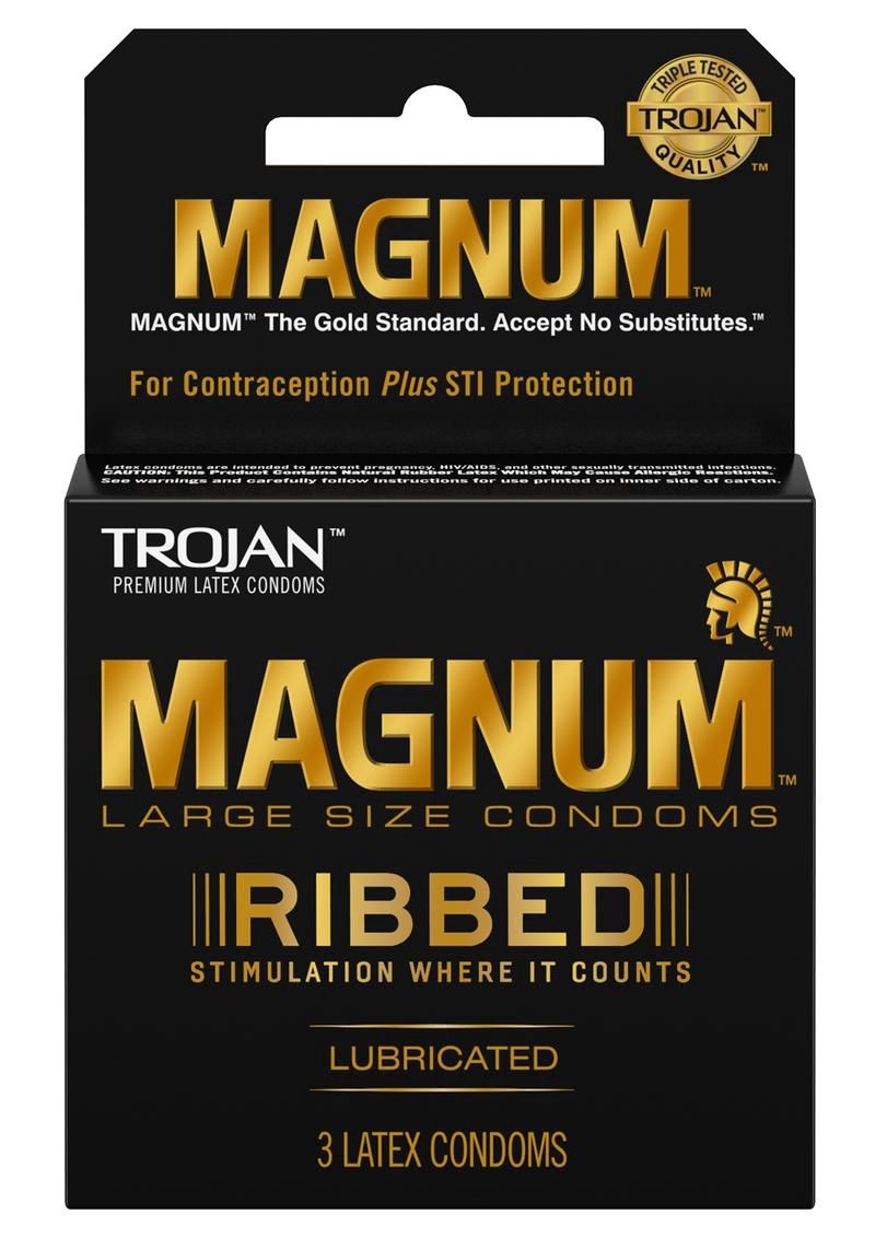 TROJAN RIBBED LUBRICATED 3PK - Badd Kitty