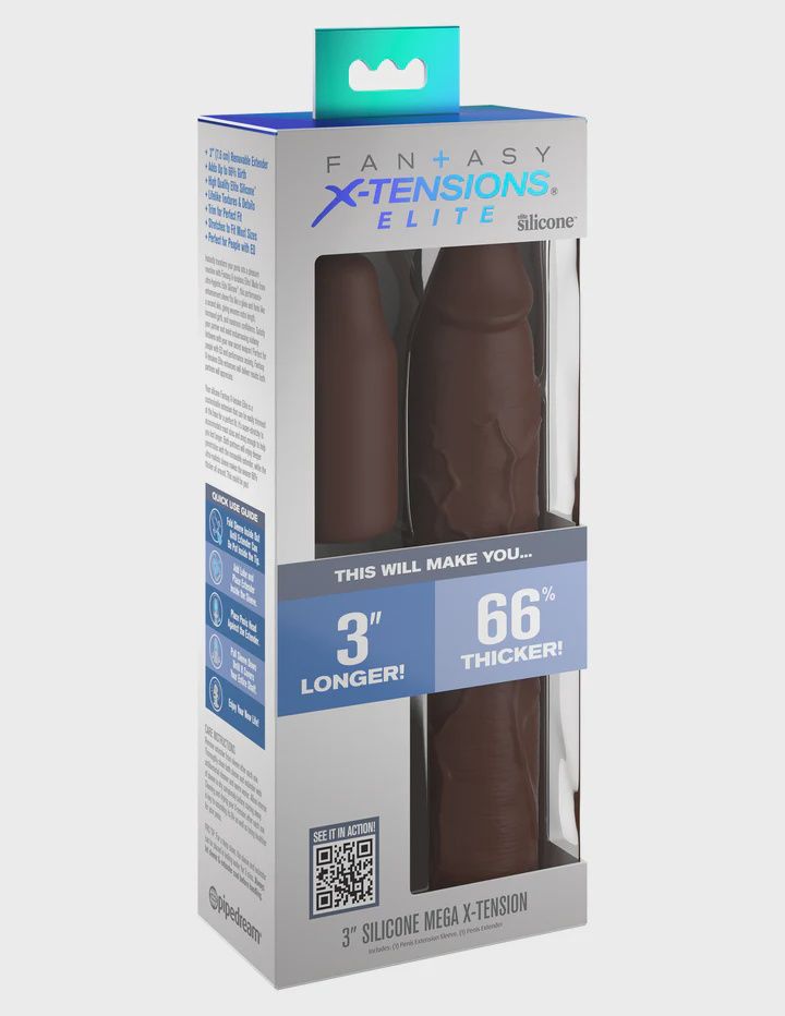 PD FANTASY XTENSIONS SILICONE 3" SLEEVE, Color: BROWN