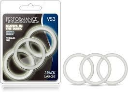 PERFORMANCE VS3 SILICONE RINGS 3PK, Color: WHITE, Size: LARGE