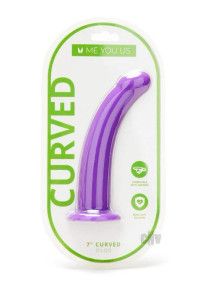 MYU 7IN CURVED SILICONE DILDO, Color: PURPLE