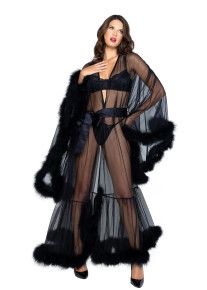 HOLLYWOOD GLAM LUX ROBE OS, Color: BLACK