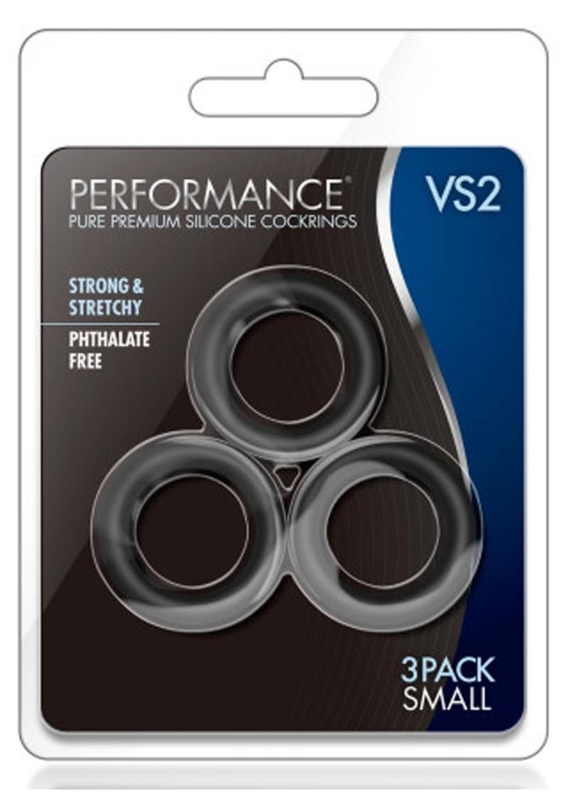 PERFORMANCE VS2 SILICONE RINGS 3PK, Color: BLACK, Size: SMALL