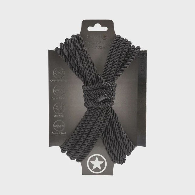 OUCH! BONDAGE ROPE 10M NYLON ROPE, Color: BLACK