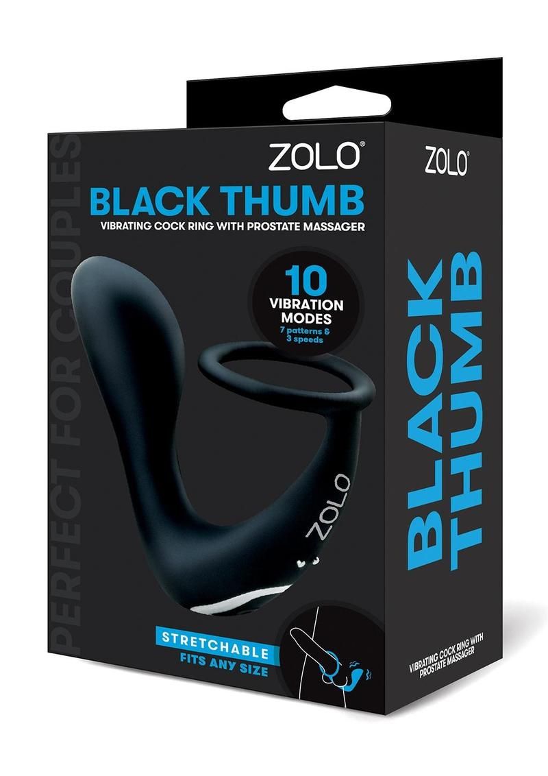 ZOLO BLK THUMB RING W/ PROSTATE VIBE