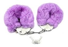 OUCH! HEAVY DUTY FLUFFY HANDCUFFS, Color: PURPLE