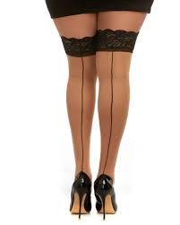 DG 0337 CUBAN HEEL SHEER THIGH HIGH, Color: BLACK, Size: ONE SIZE