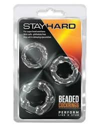STAY HARD BEADED 3PK RINGS
