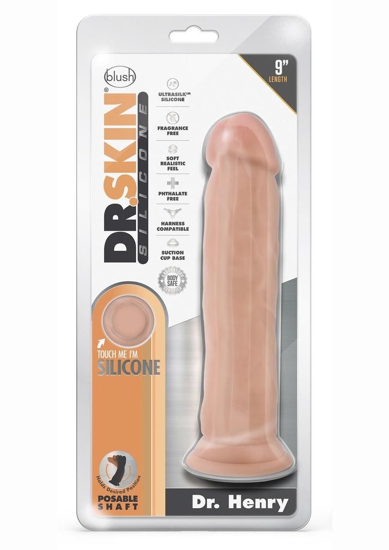 DR SKIN HENRY 9" DILDO, Color: VANILLA