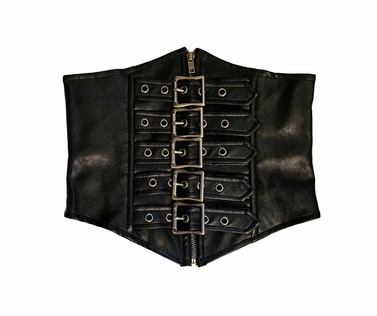 CLASSIC FETISH VINYL WAIST CINCHER BLK, Size: XSMALL