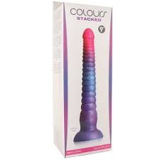 COLOURS STACKED 9" DILDO, Color: PINK/BLUE