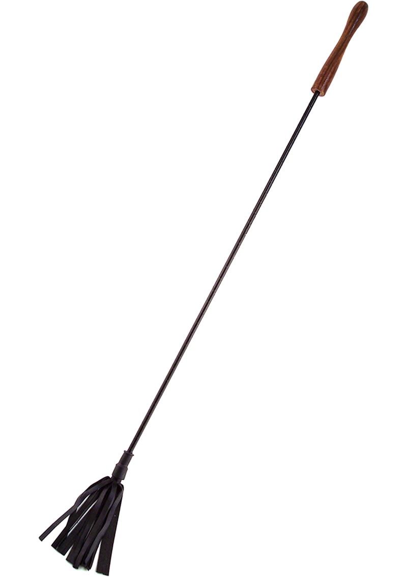 ROUGE WOODEN HANDLE RIDING CROP, Color: BLACK