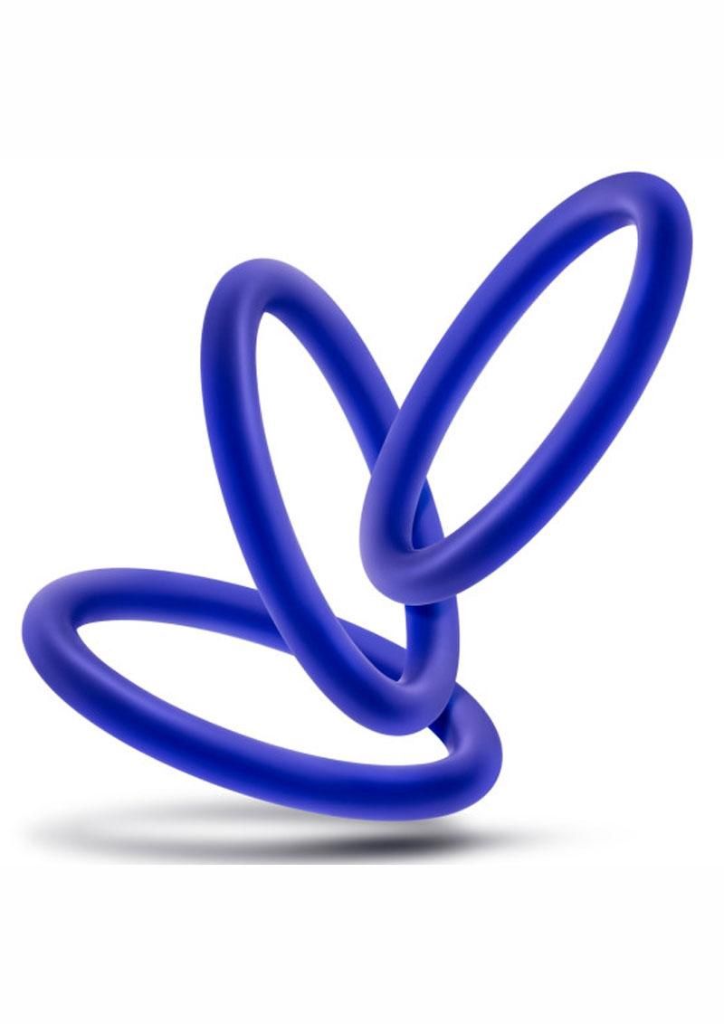 PERFORMANCE VS1 SILICONE RING 3PK, Color: INDIGO, Size: MEDIUM