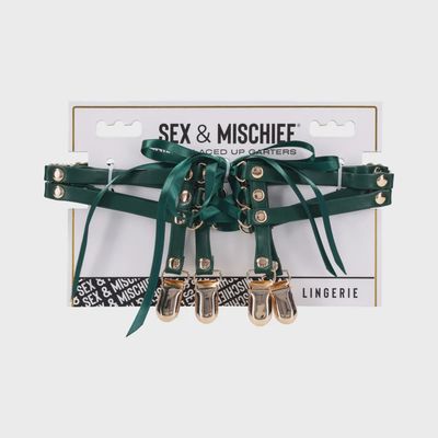 SS S&amp;M INDICA LACED UP GARTERS - Badd Kitty