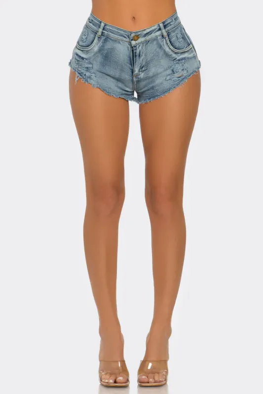 CUT IT OUT DENIM SHORTS