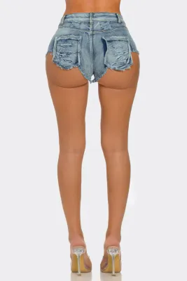 CUT IT OUT DENIM SHORTS