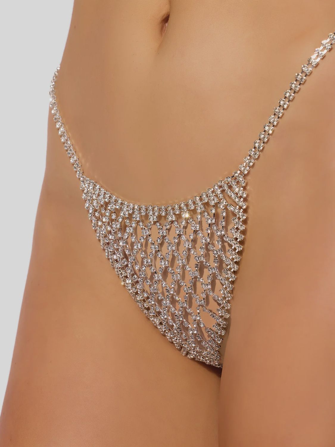 CHAINMAIL RHINESTONE THONG