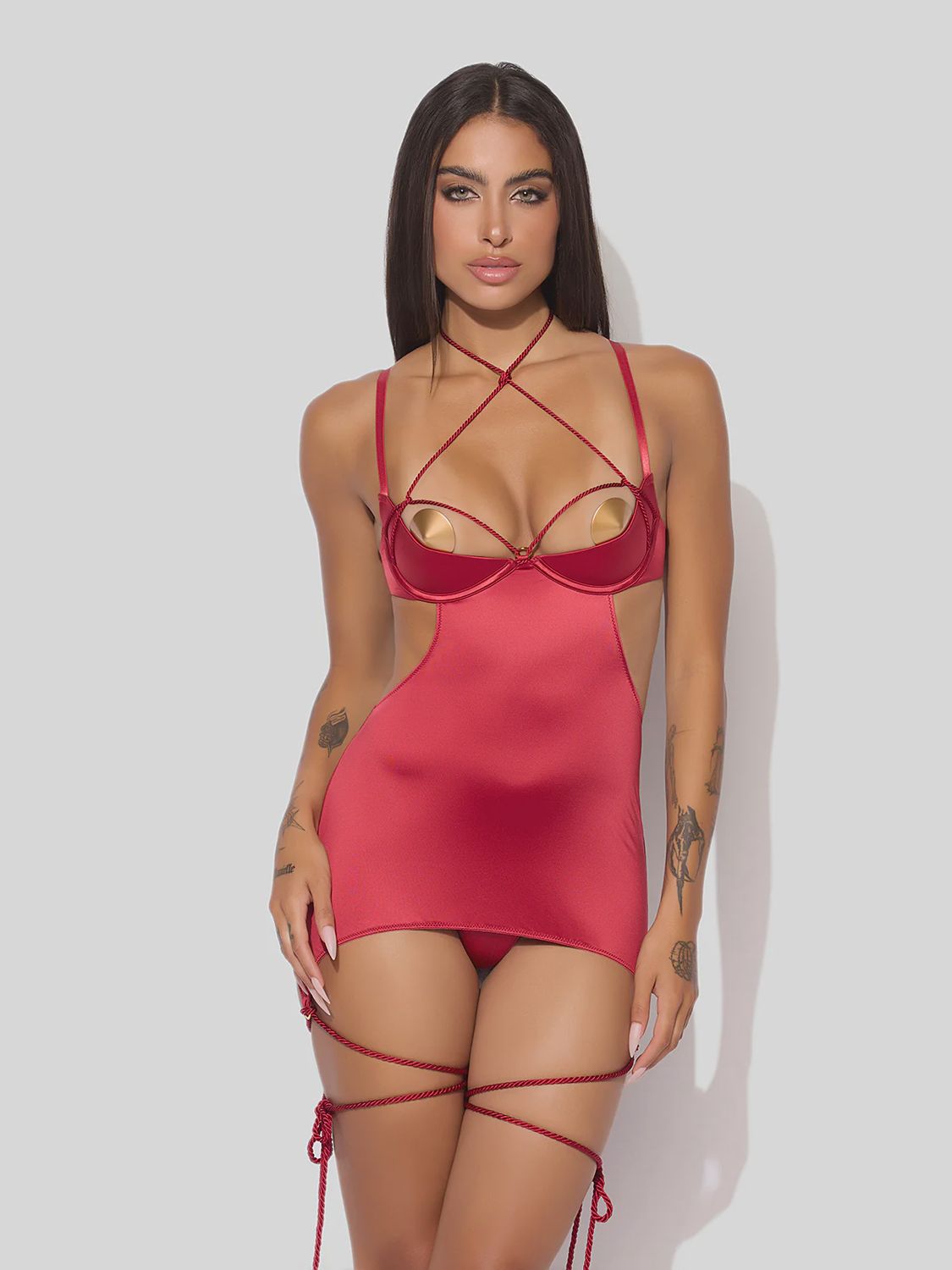 IRYNA SILKY MICRO &amp; ROPE CHEMISE, Size: SMALL