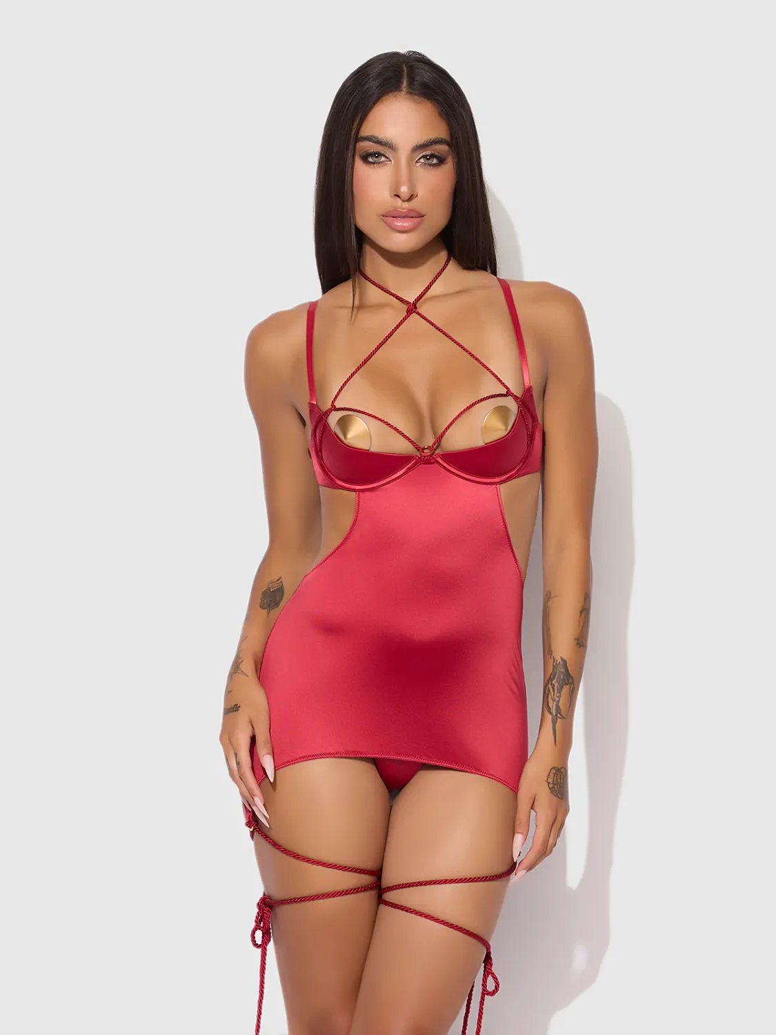 IRYNA SILKY MICRO &amp; ROPE CHEMISE, Size: SMALL