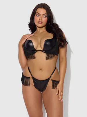 PHOENIX FAUX LEATHER &amp; FRINGE SET