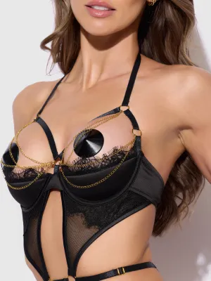EVE LACE &amp; CHAIN HARNESS TEDDY