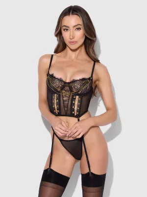 EVE LACE &amp; CHAIN BUSTIER &amp; G-STRING SET