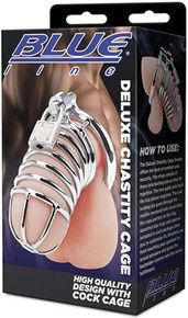 BLUE LINE SILICONE CHASTITY CAGE BLACK