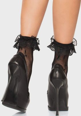 WORSHIP ME LACE RUFFLE ANKLE SOCKS
