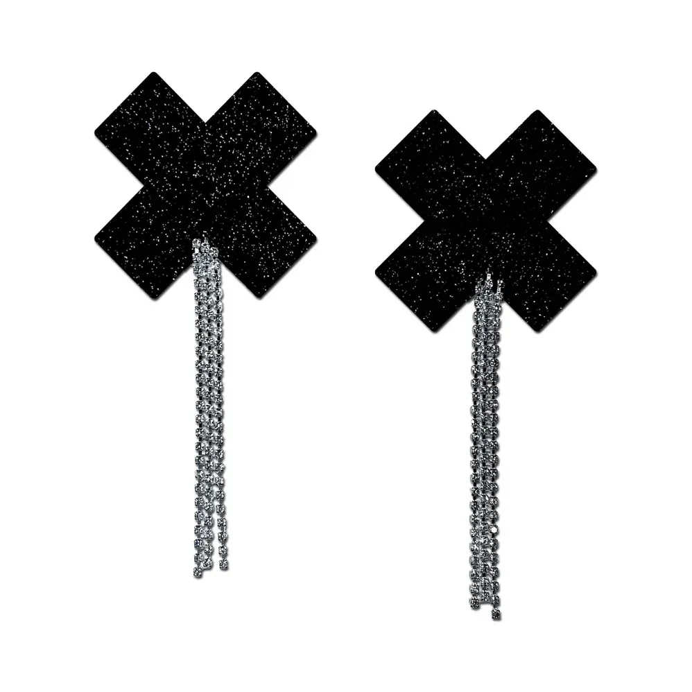 PASTEASE BLACK SPARKLE TASSLE X PASTIES