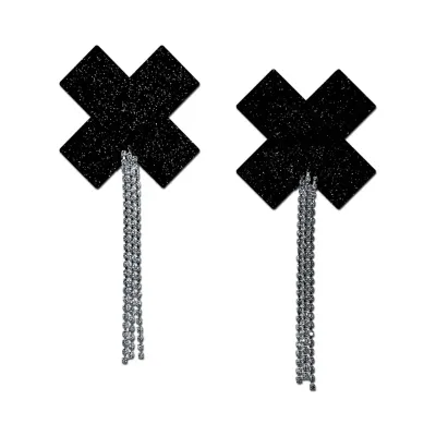 PASTEASE BLACK SPARKLE TASSLE X PASTIES