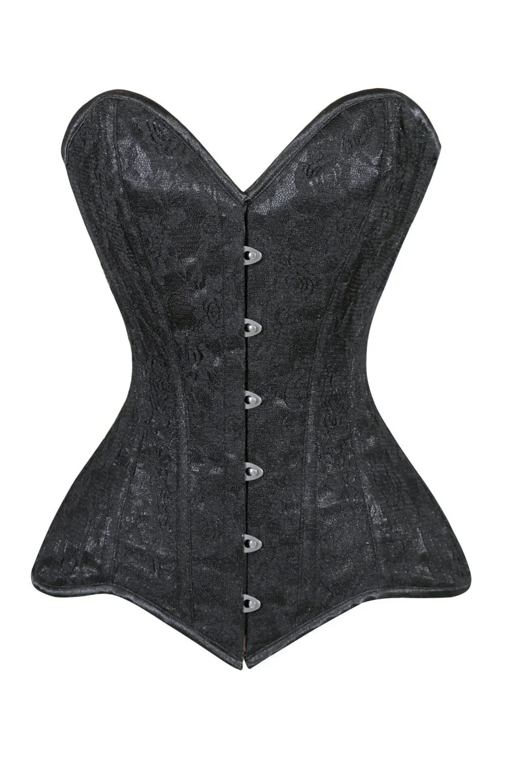 LAVISH BLACK LACE CORSET BUSK CLOSURE, Size: SMALL