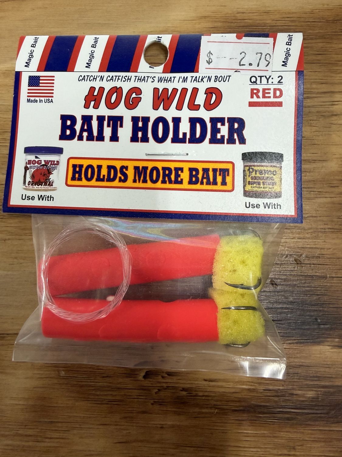 HOG WILD BAIT HOLDER RED 2 PCK