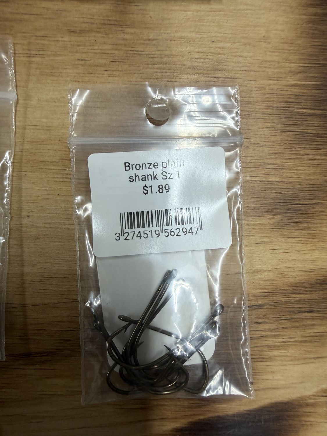 BRONZE PLAIN SHANK HOOK SZ 1