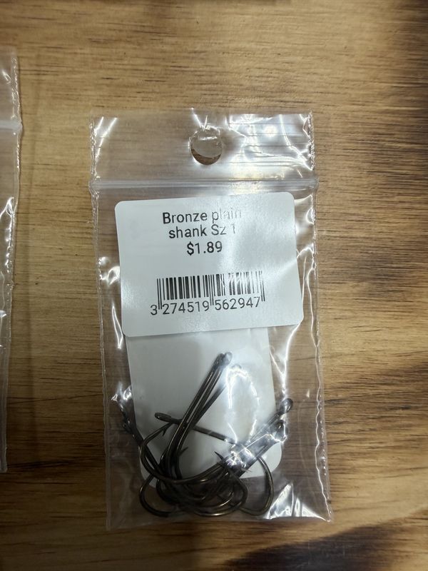 BRONZE PLAIN SHANK HOOK SZ 1