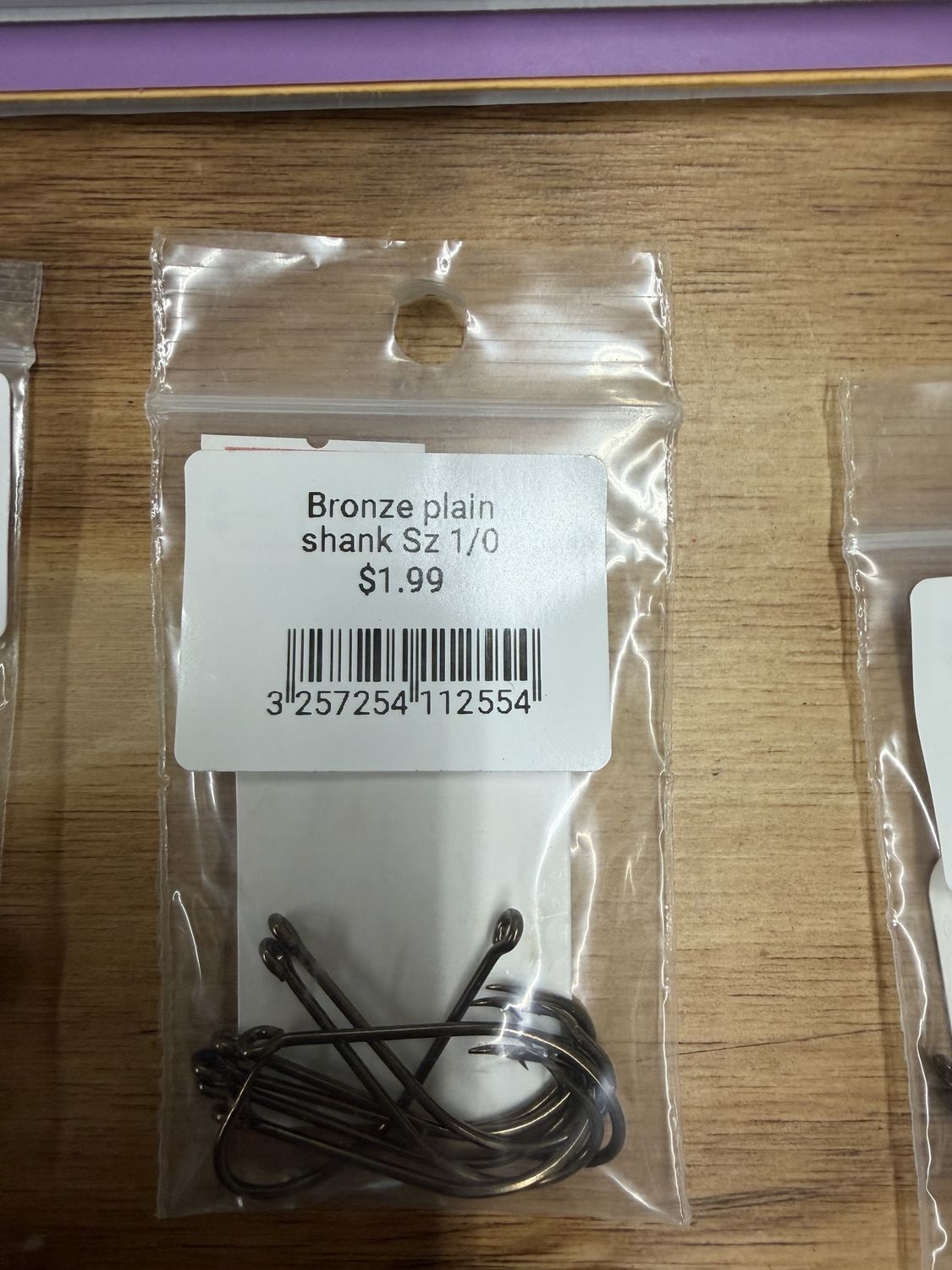 BRONZE PLAIN SHANK HOOK SZ 1/0