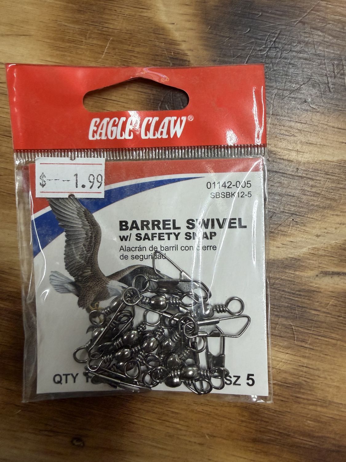 BARREL SWIVEL W/ SAFETY SNAP SZ 5 12 PCK
