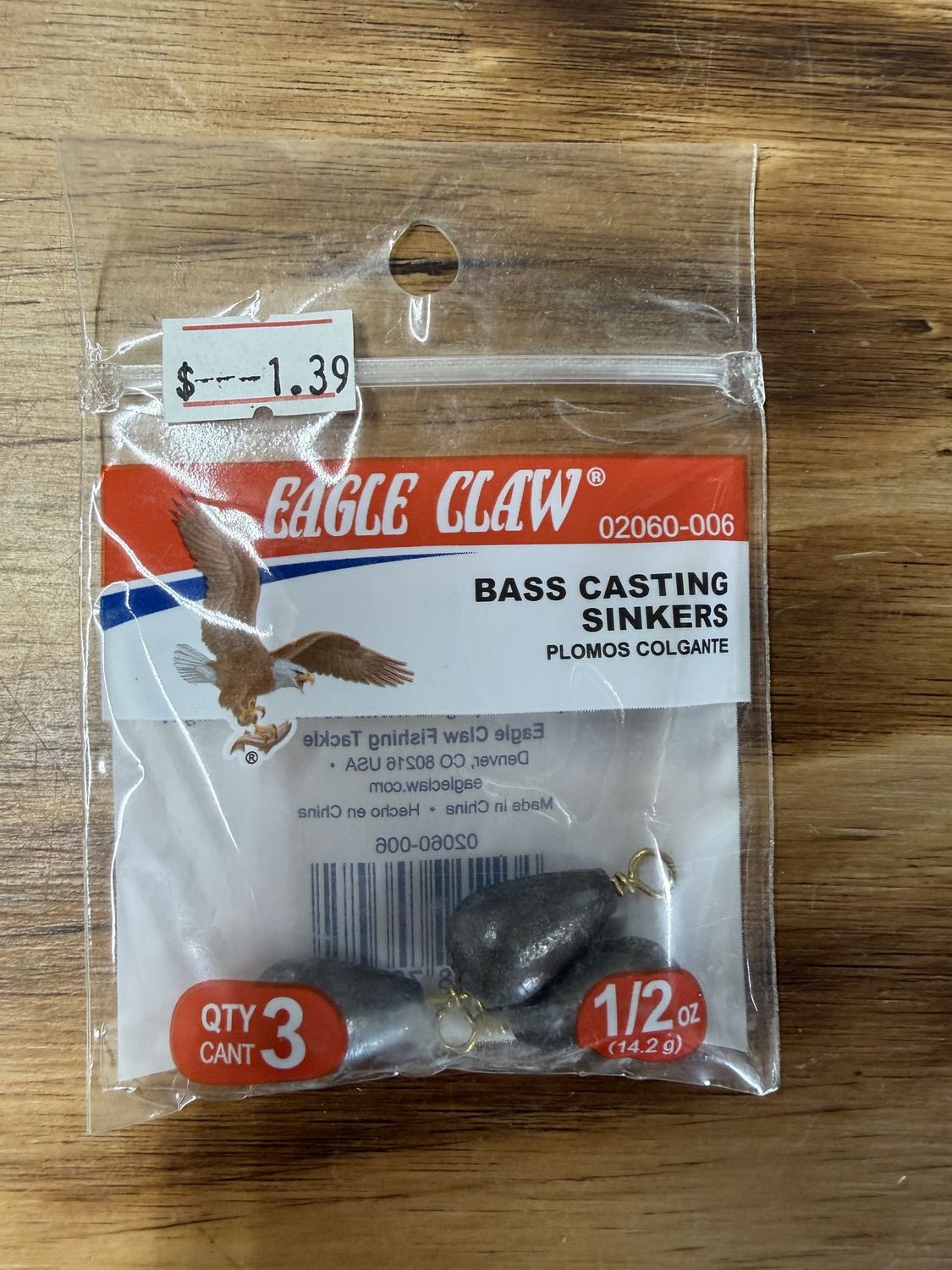 BASS CASTING SINKERS 1/2 OZ