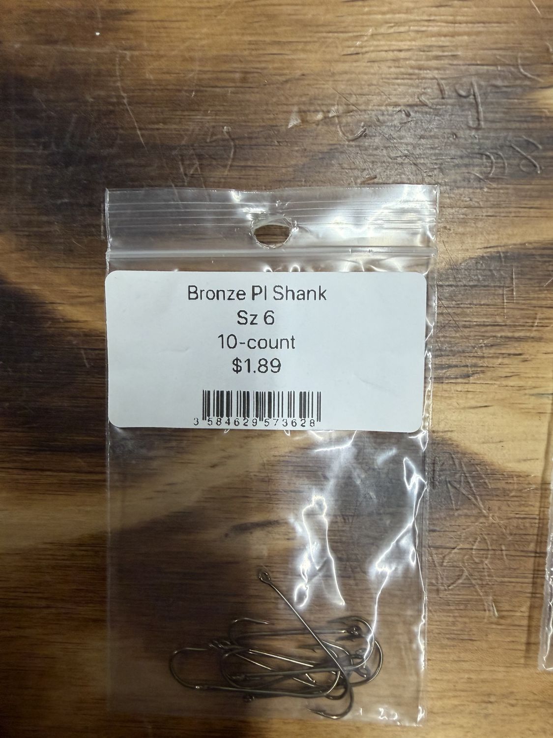 BRONZE PLAIN SHANK HOOK SZ 6