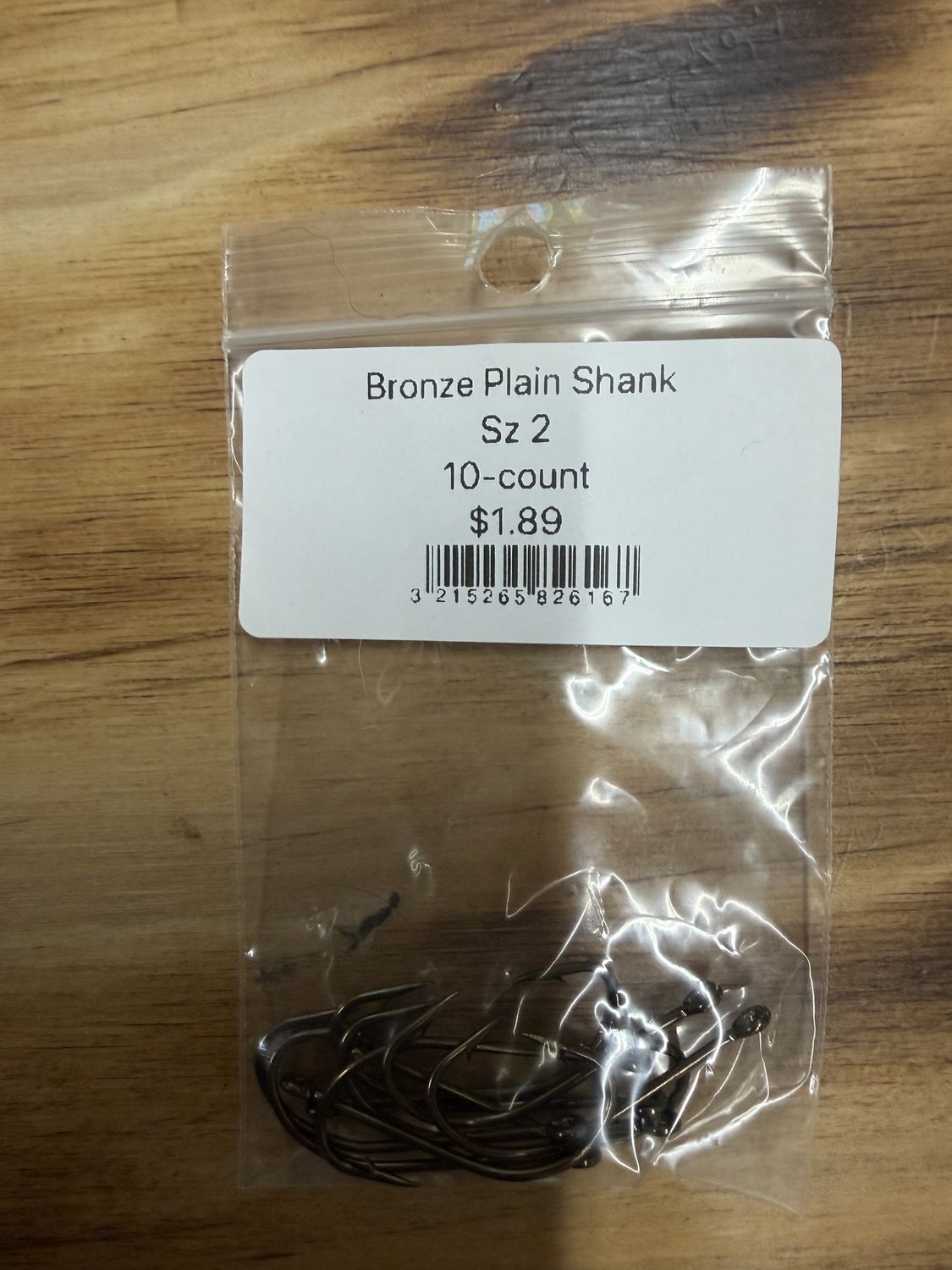 BRONZE PLAIN SHANK HOOK SZ 2