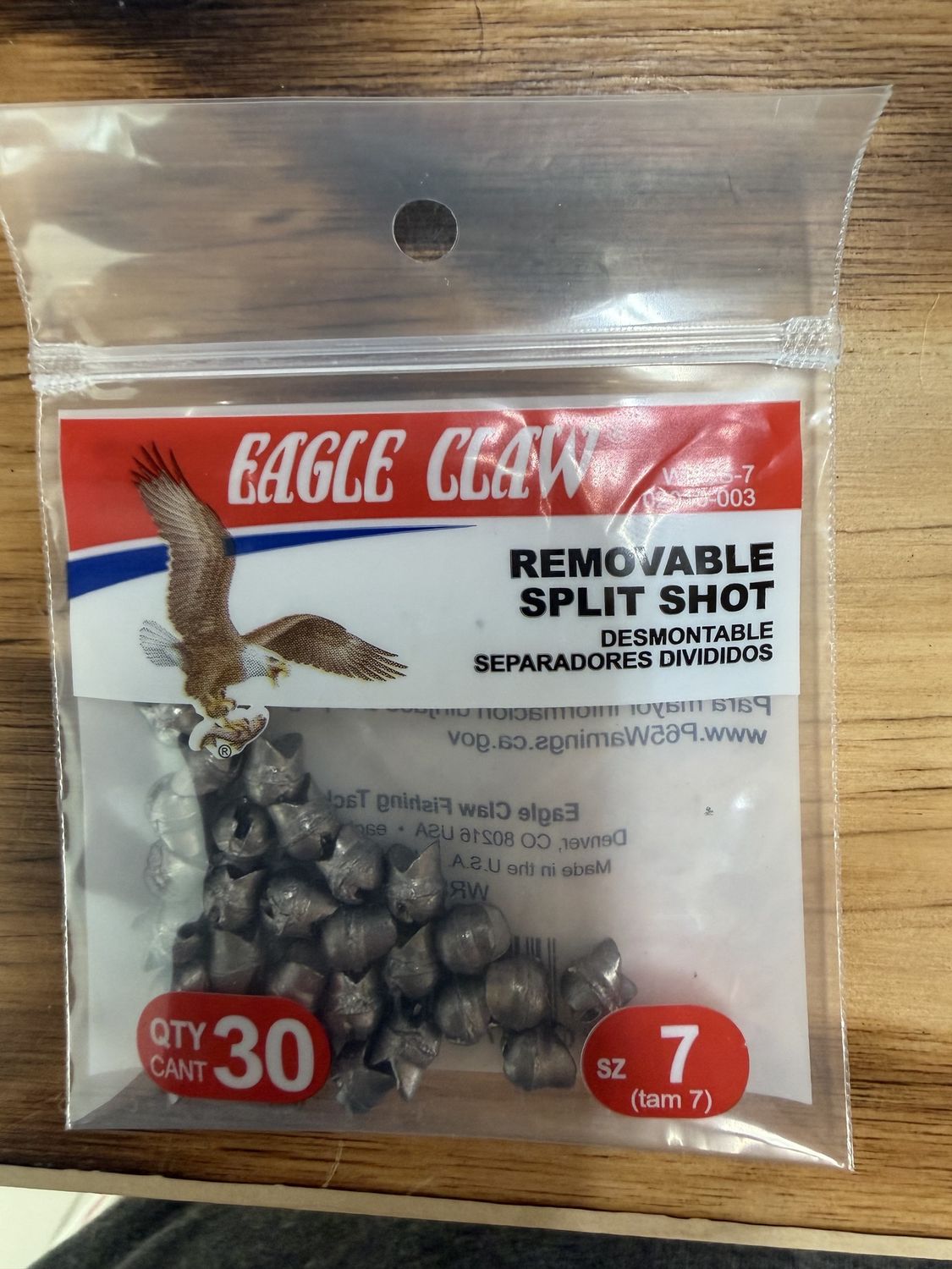 REMOVABLE SPLIT SHOT SZ 7