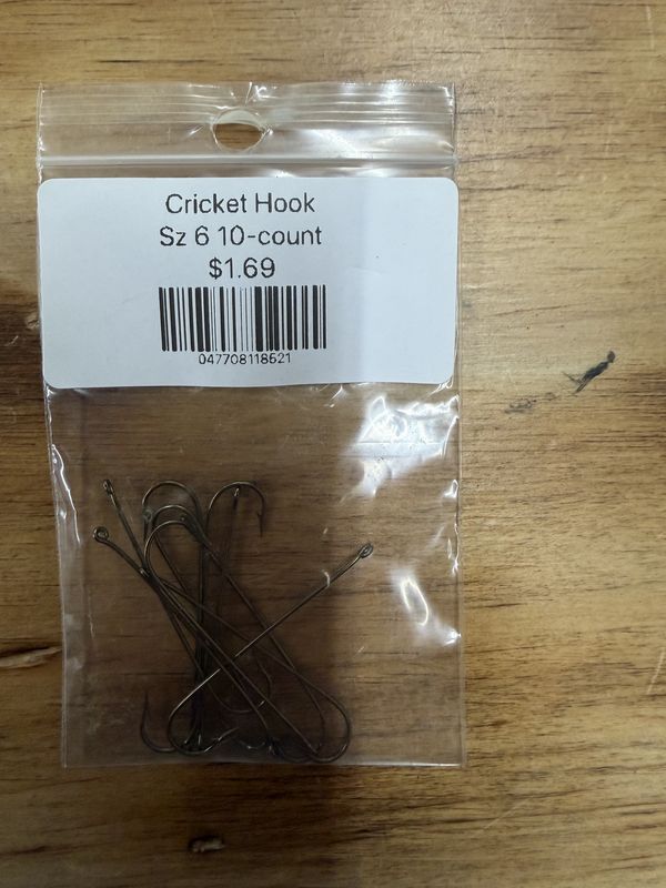CRICKET HOOKS SZ6 10 COUNT