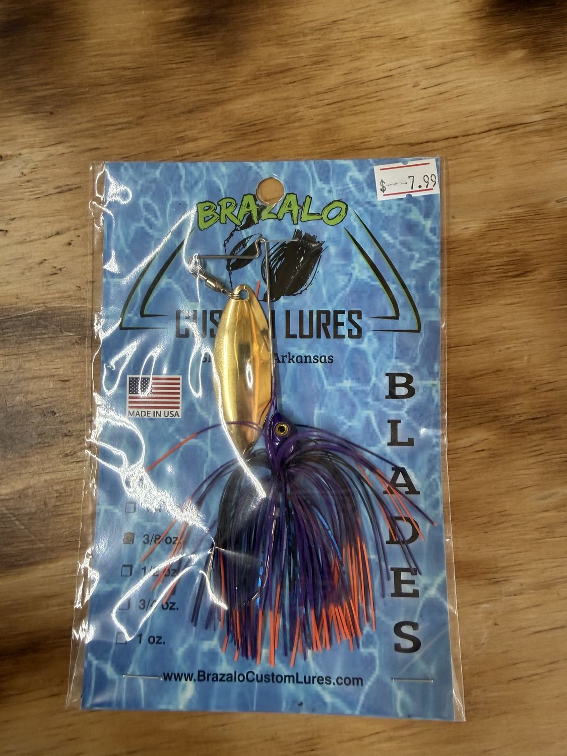 BRAZALO SINGLE BLADE SPINNERBAIT 3/8 OZ, Colour: Purple n Orange