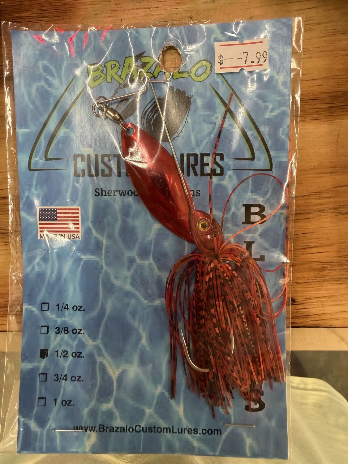 BRAZALO SINGLE BLADE SPINNERBAIT 1/2 OZ, Colour: RED ORANGE BLACK