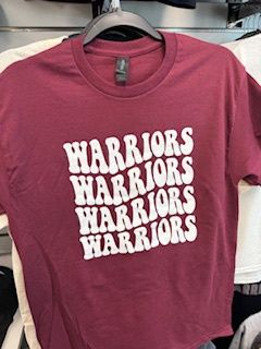 Gildan Maroon T-Shirt (4 Bubble Font Warriors)*