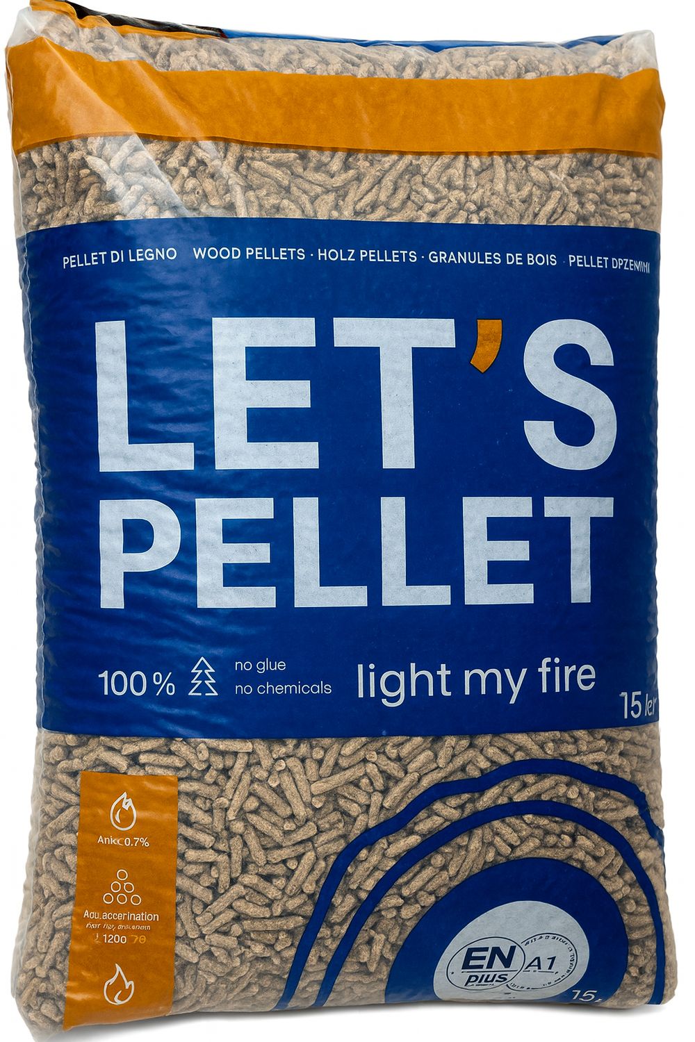Let´s Pellet Holzpellets EN Plus A1  Palette 70x15kg Sack  1050kg -- Tonnenpreis Sackware 370€