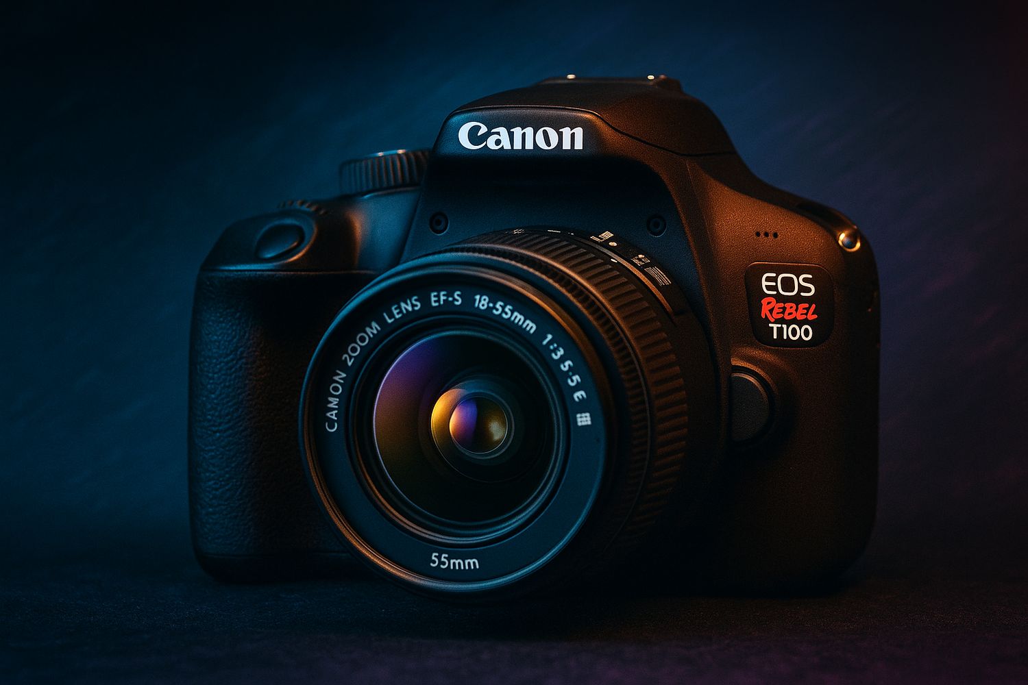 Cámara Canon EOS T100 con lente EF-S 18-55mm f/3.5-5.6