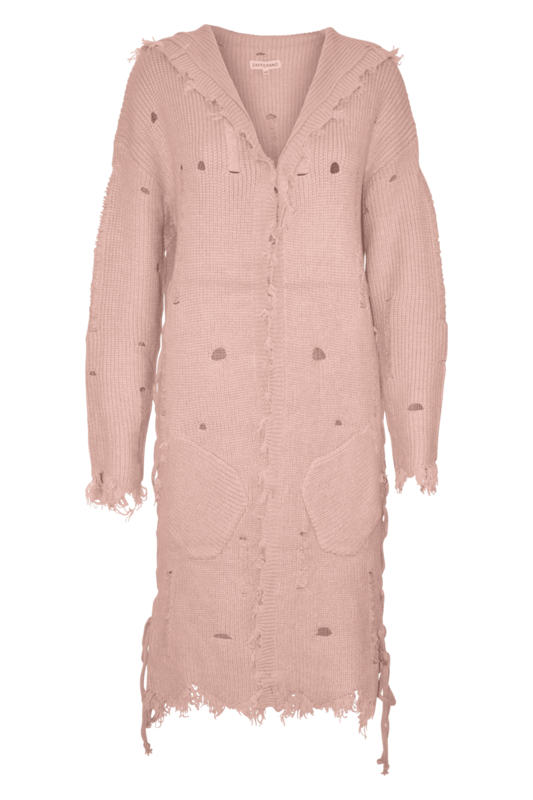 Strickmantel Hole Rosa