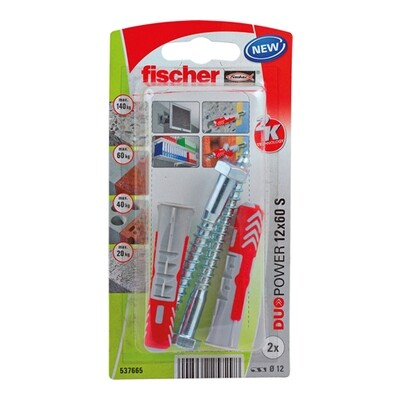 DUOPOWER 12x60 S - Πλαστικό βύσμα με βίδα σε blister (2x)