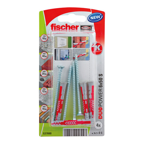 DUOPOWER 6x50 S - Πλαστικό βύσμα με βίδα σε blister (4x)